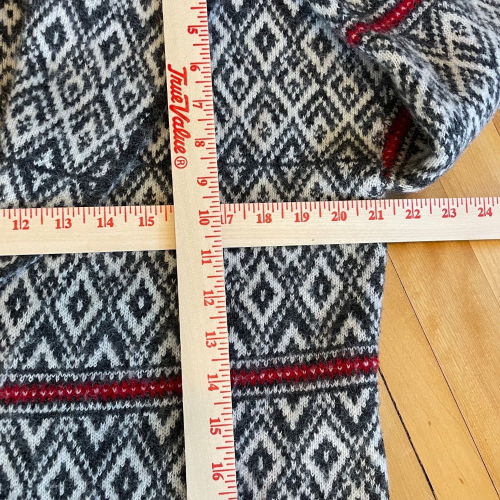 ASPEN Fair Isle Nordic Scandi Duster Sweater Cardigan Shawl Collar Pockets - Picture 10 of 11